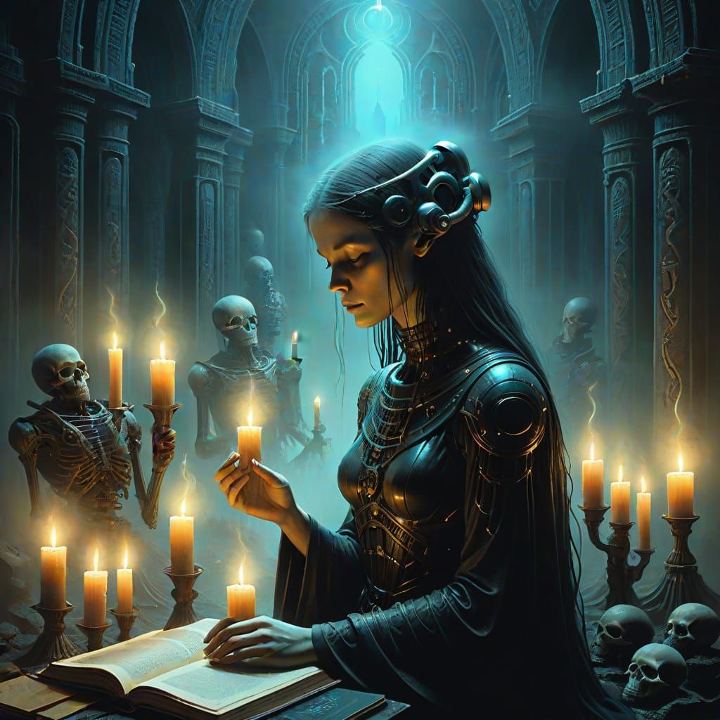 Ethereal Mystic in Candlelit Sanctum