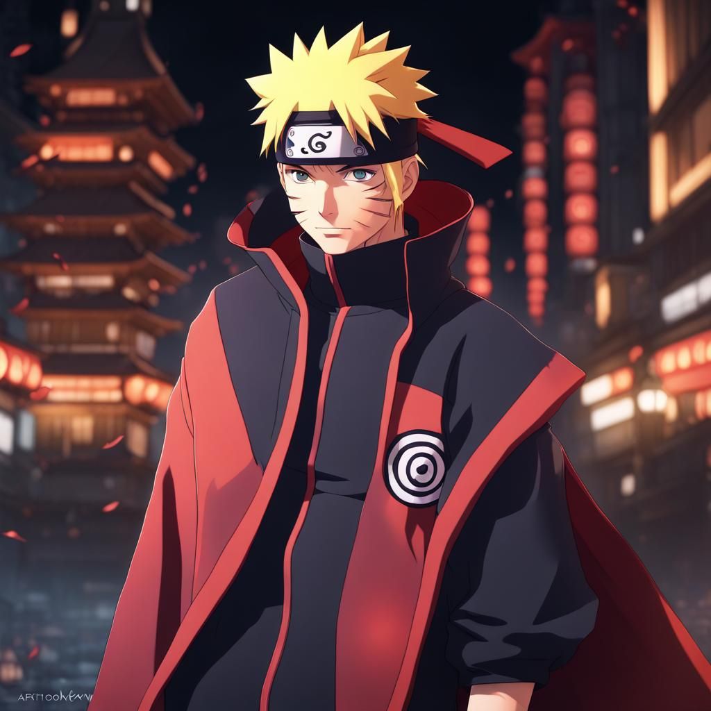 Naruto in Akatsuki Suit, Hyperdetailed Anime Portrait