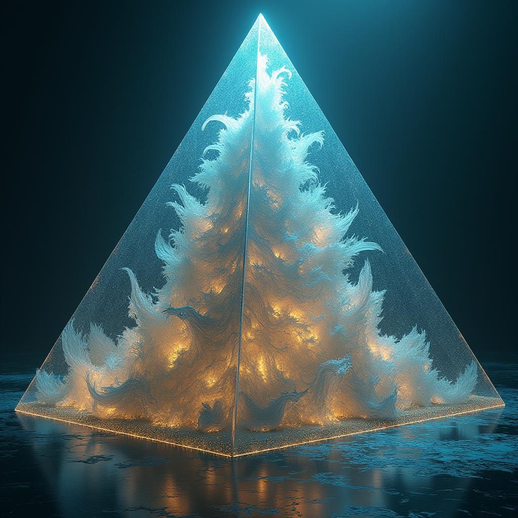Crystalline Pyramid with Ethereal Creatures
