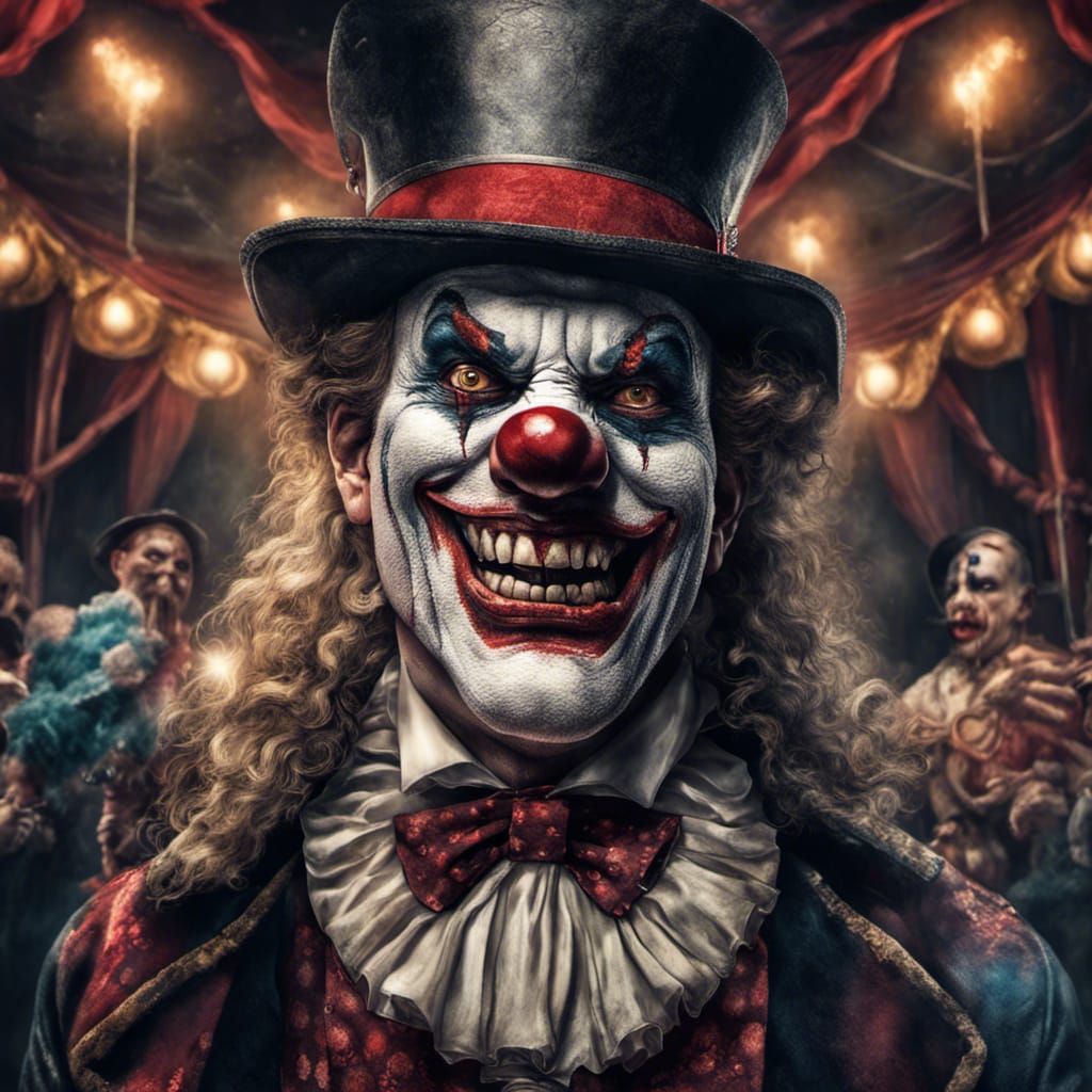 Creepy Circus Ringmaster and Monster Clowns