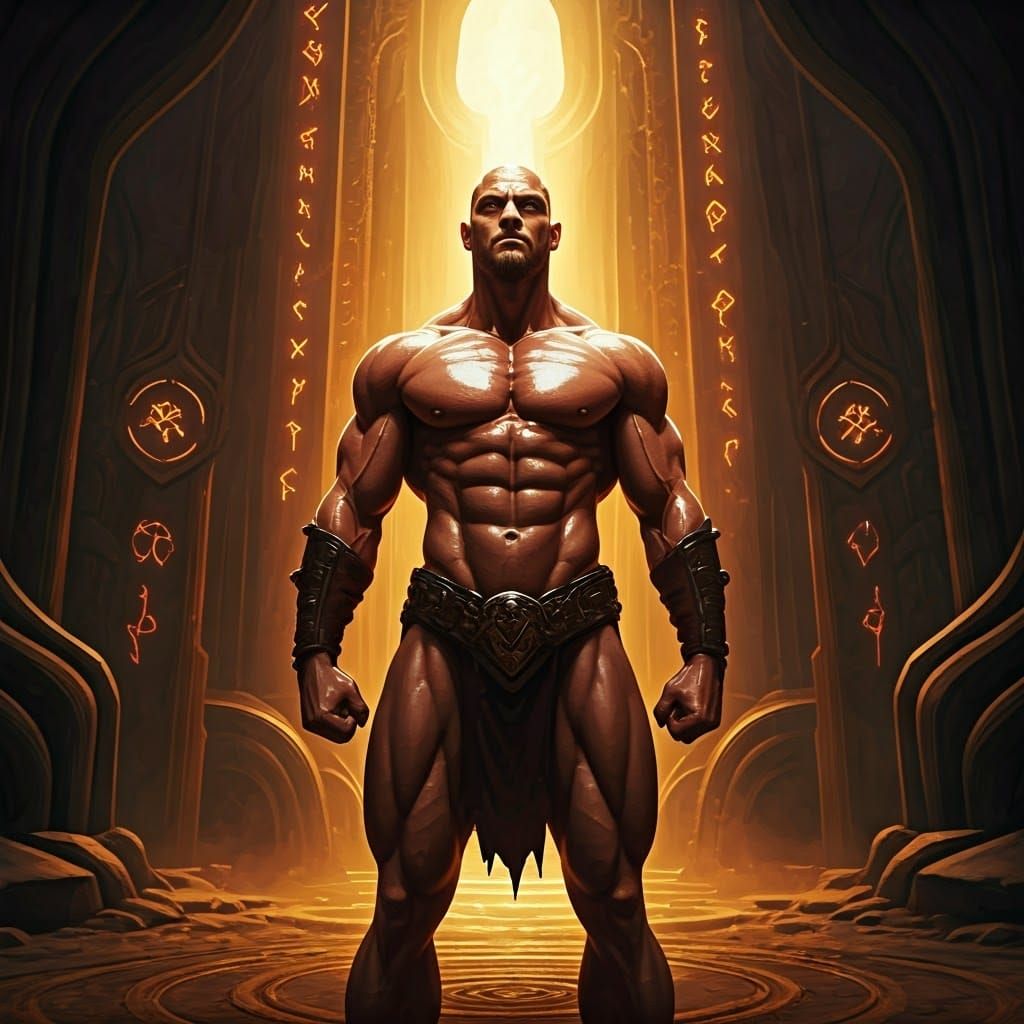 Heroic Oily Men in Mystical Cavern: Fantasy Concept Art