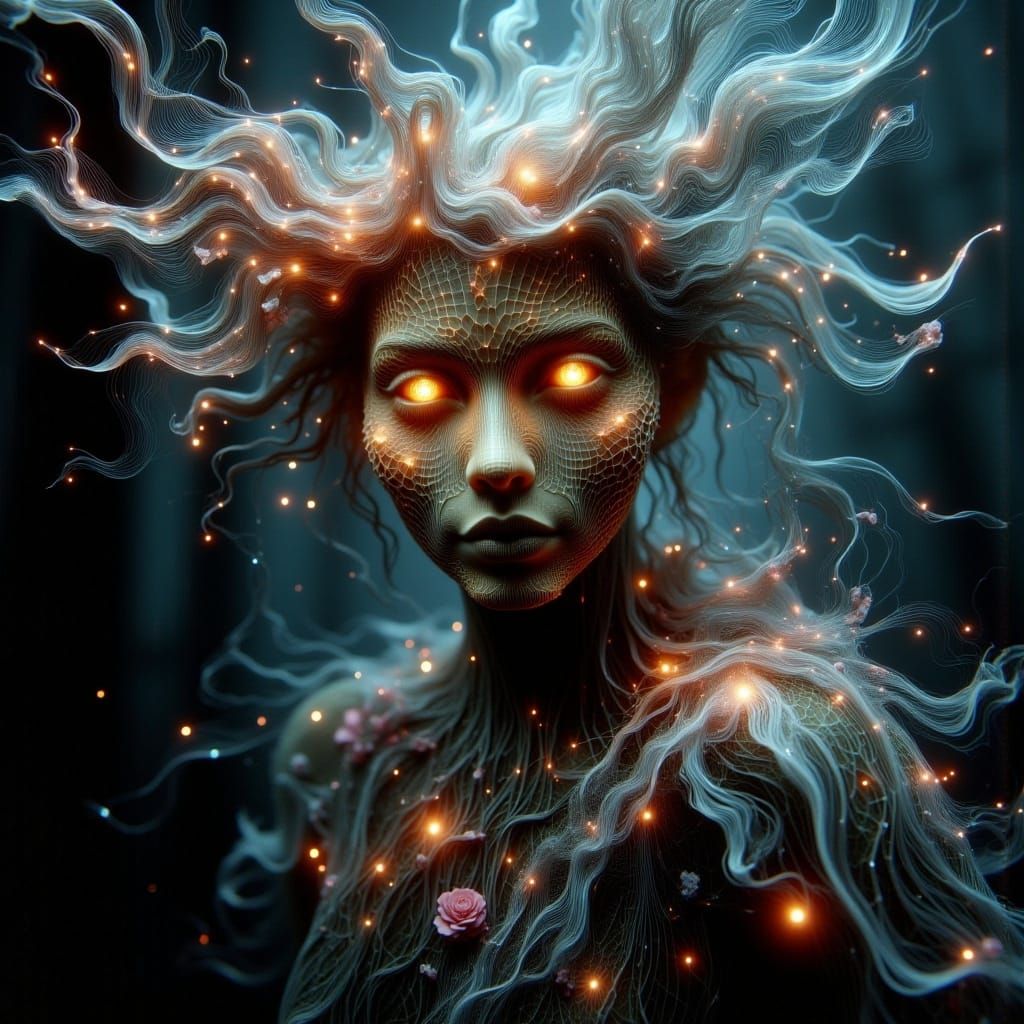 Enchanted Forest Scarecrow with Glowing Eyes