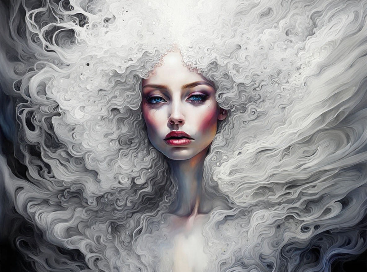 Surreal Abstract Watercolor Painting with Light and Darkness