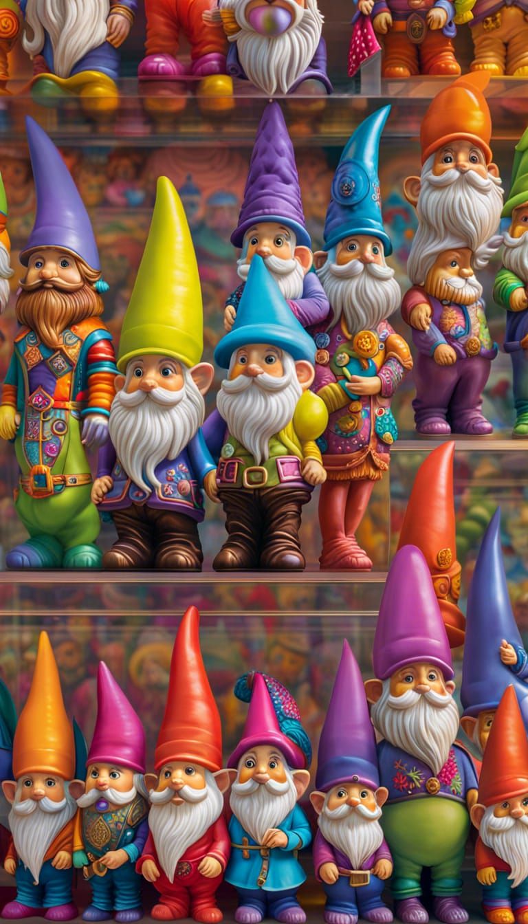 Gnome Statues on Display in Museum