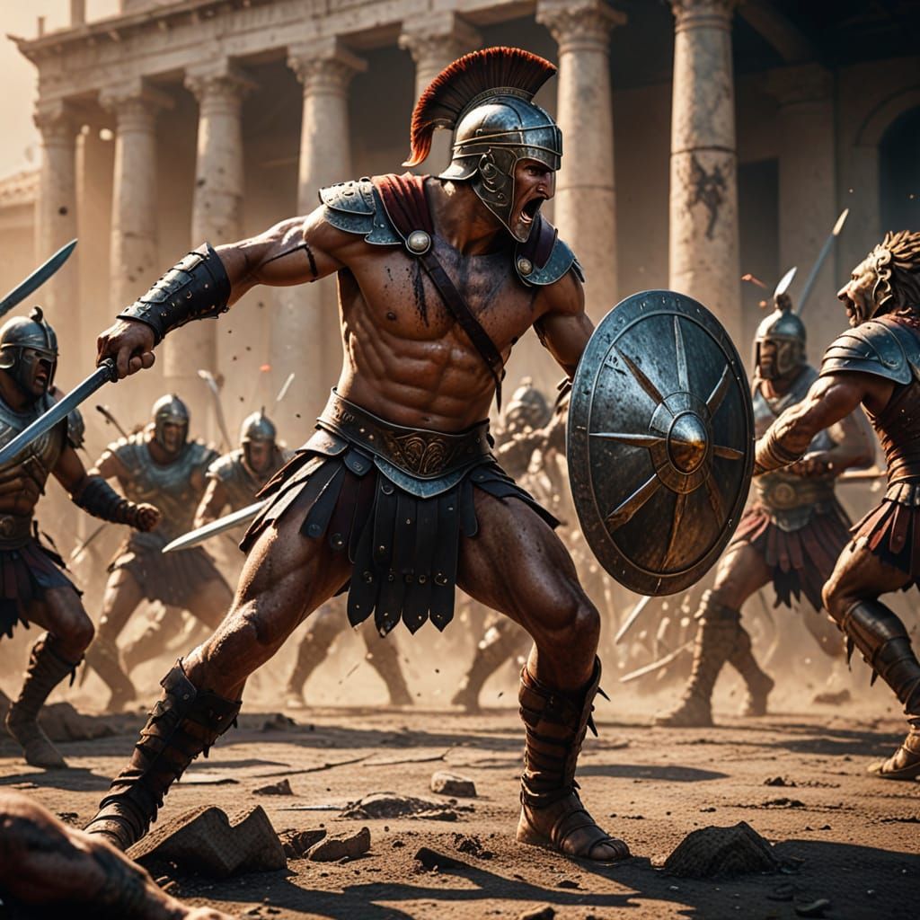 Epic Roman Gladiator Battle in a Gory Arena