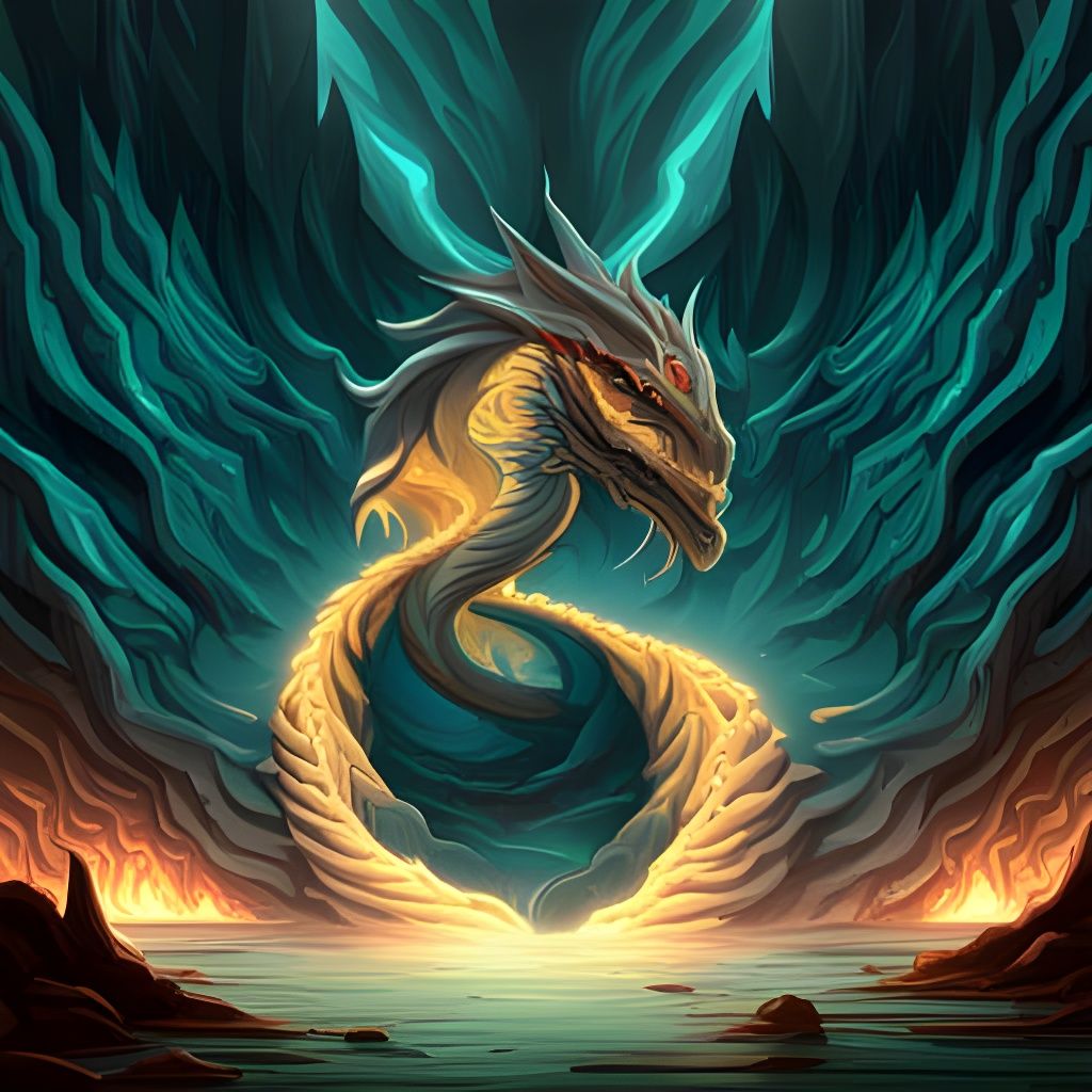 Icy Teal Dragon Concept Art in Graffiti Style