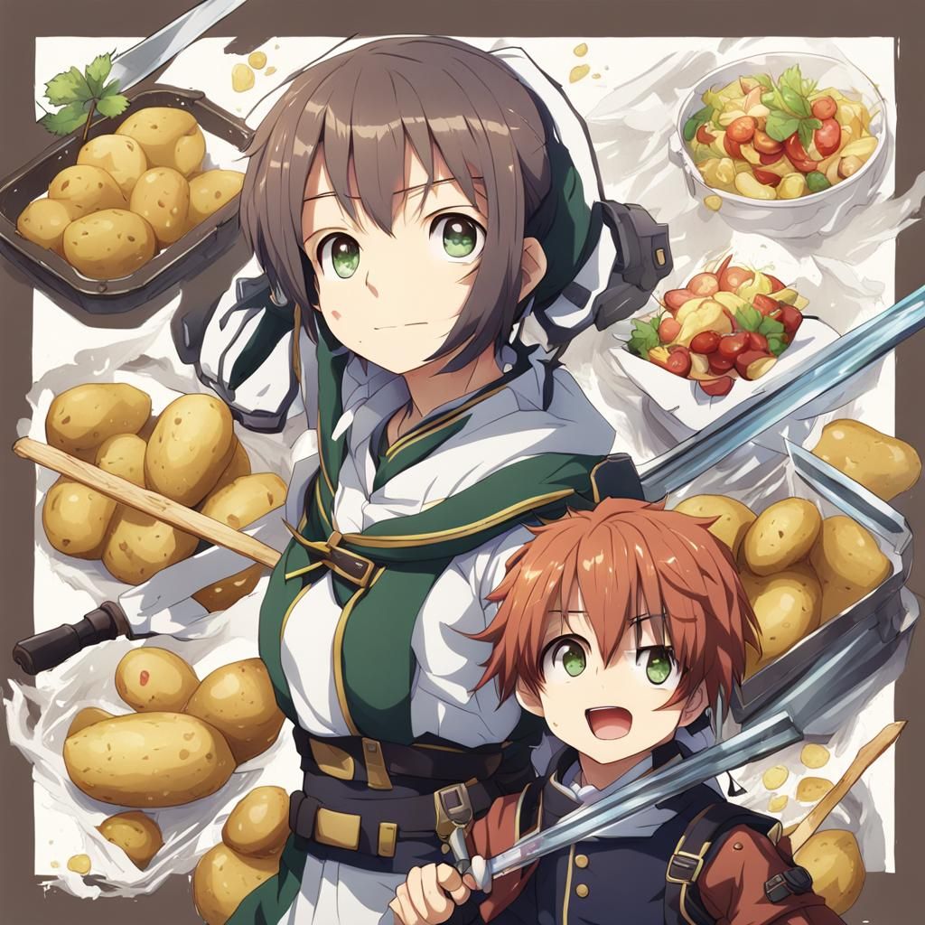 Anime-Style Potato Illustration