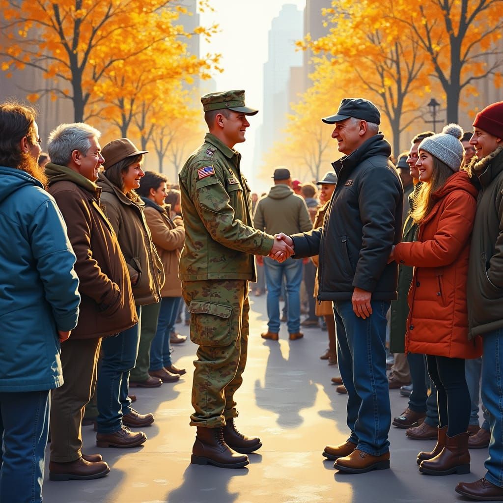 Veterans Day: Soldier Honored in Gouache Style