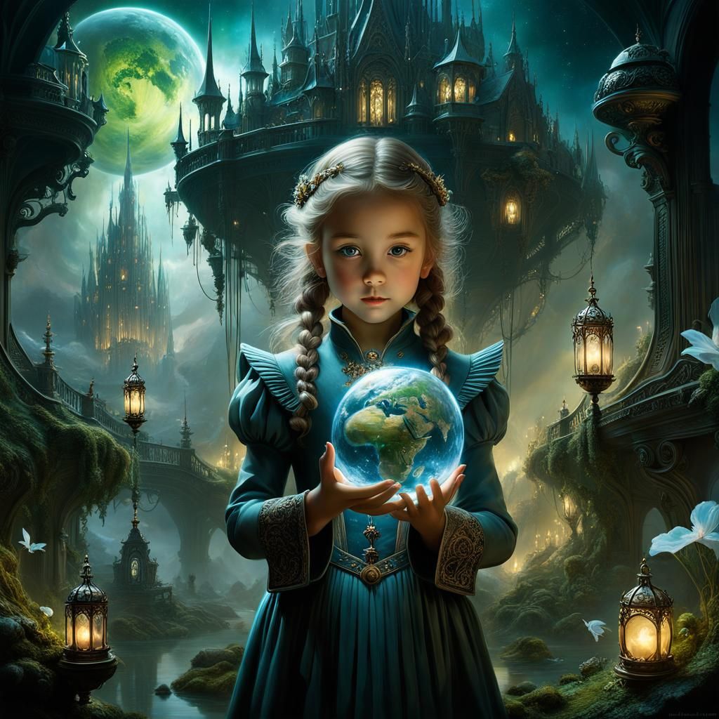 Miniature Utopian World in Girl's Hands