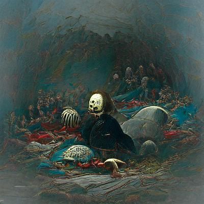 Macabre Death Scene in Dark Fantasy Style