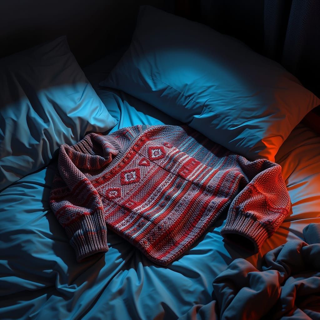 Cute Sweater on Bed in Triadic Colors