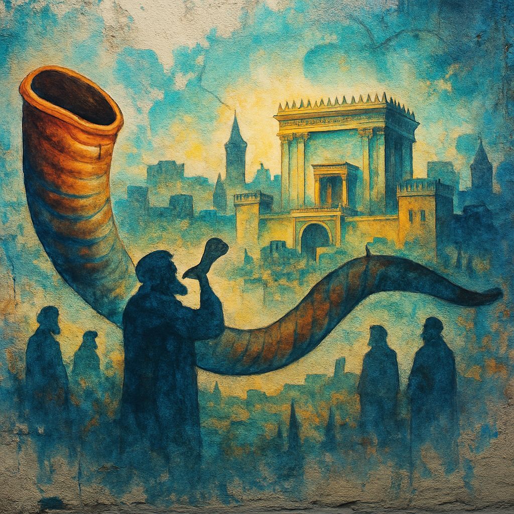 Shofar and Jewish Temple Graffiti Art