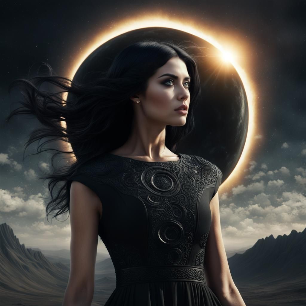 Girl Before Eclipse: Digital Matte Painting