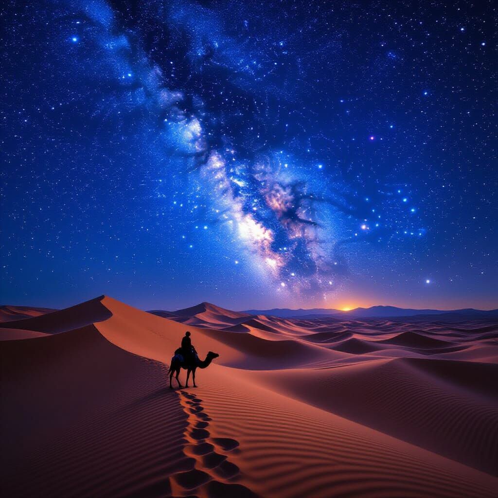 Stunning Starry Night Over Desert Dunes
