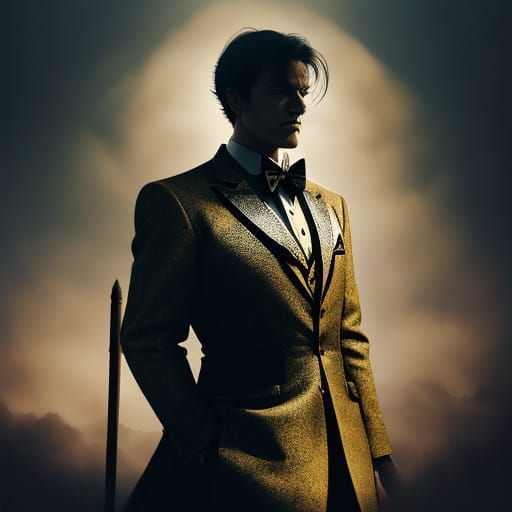 Weary Man Takes Final Bow on Stage in Dramatic Lighting