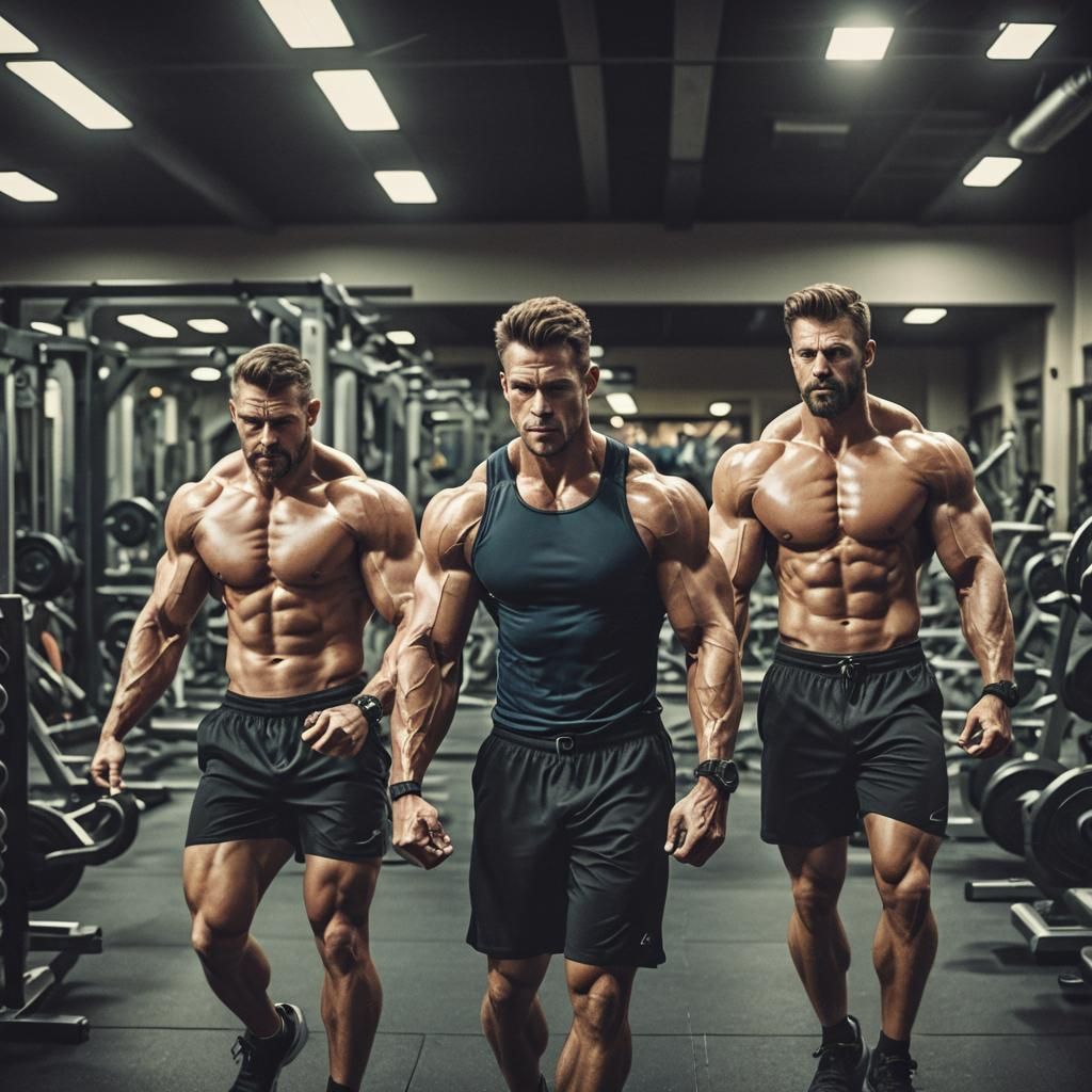 Muscular Men at the Gym: Cinematic Film Still