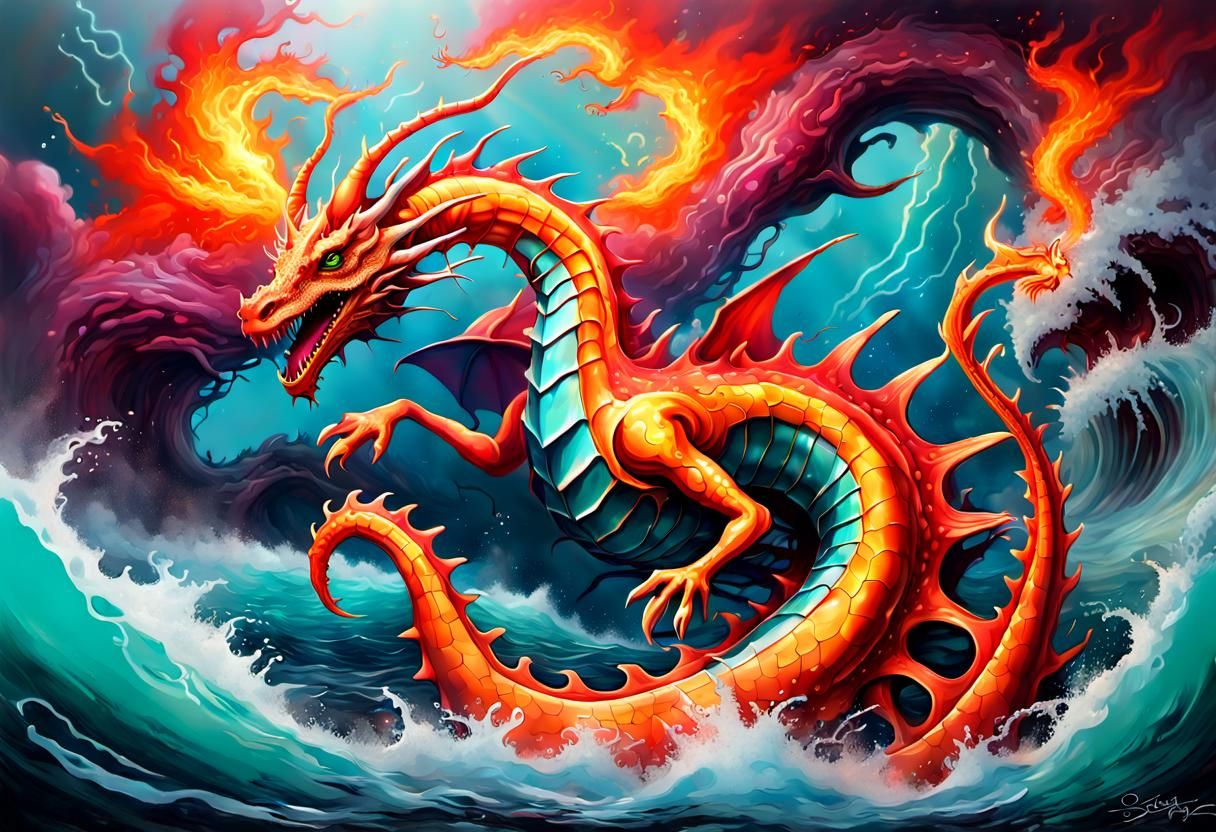 Cosmic Sea Dragon Domination: Graffiti Art