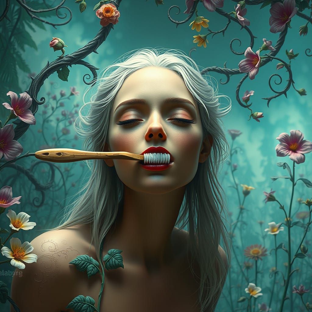 Ethereal Woman in Whimsical Landscape