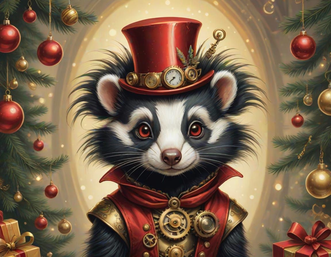 28/12 Steampunk Christmas Skunk in festive style 🎁🎄