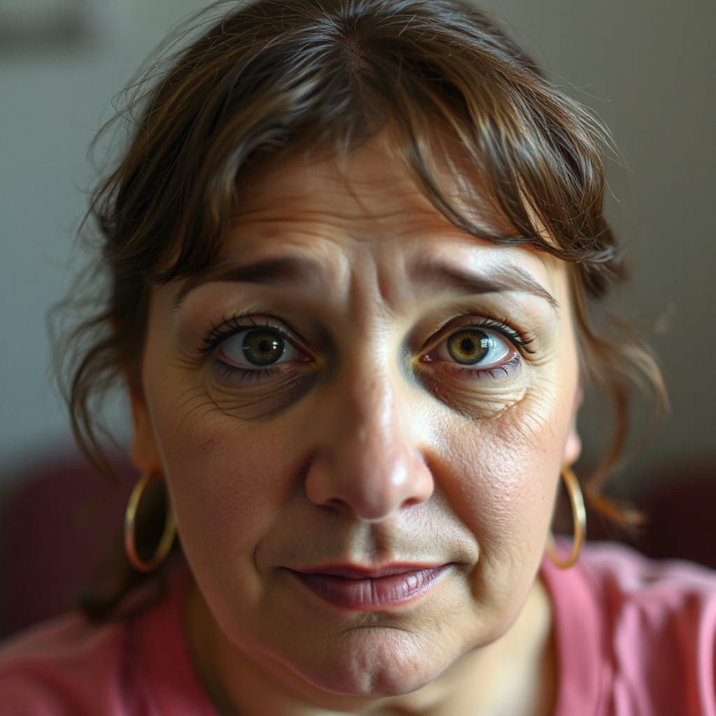 Surreal Portrait of a Man with Smiling Eyes and Sad Expressi...