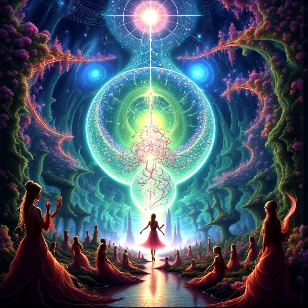 Surreal Treble Clef with Aurora Music Notes