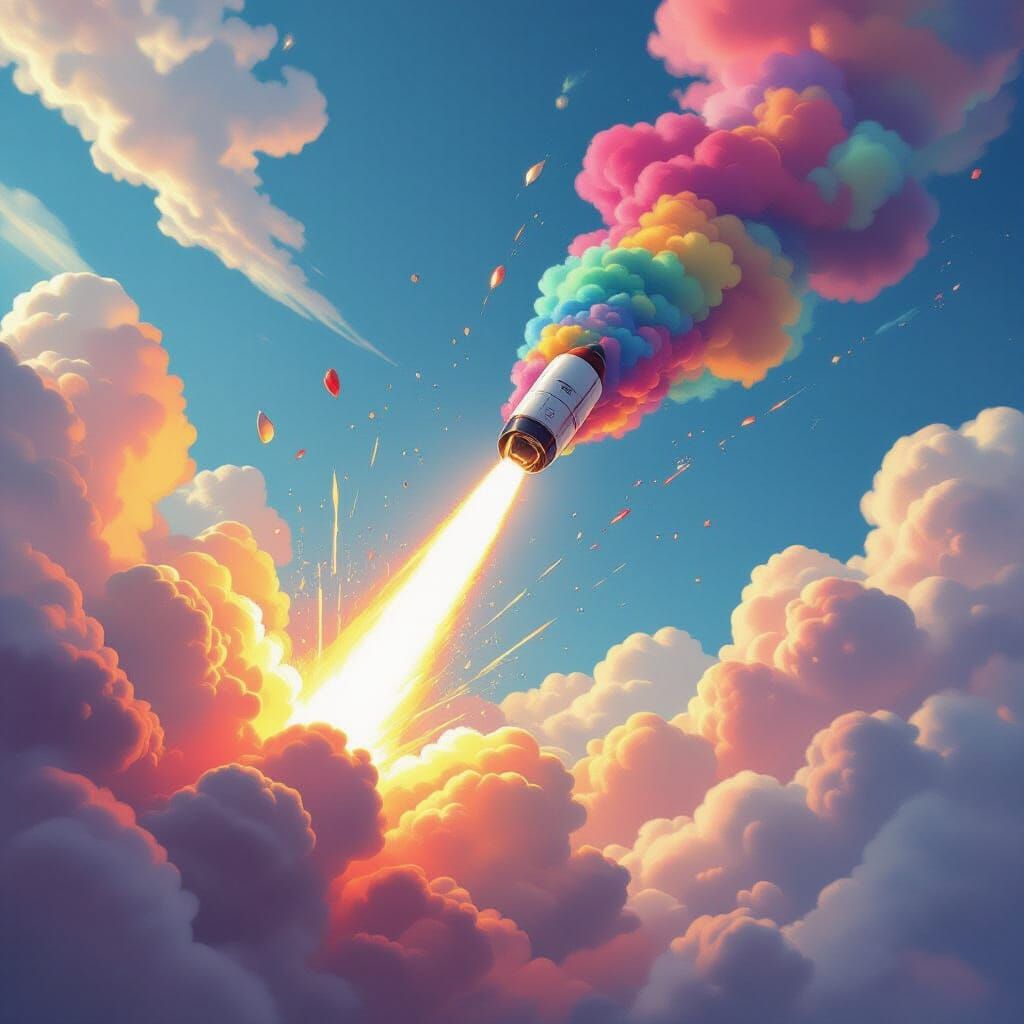 Exploding Bottle Rocket with Colorful Smoke