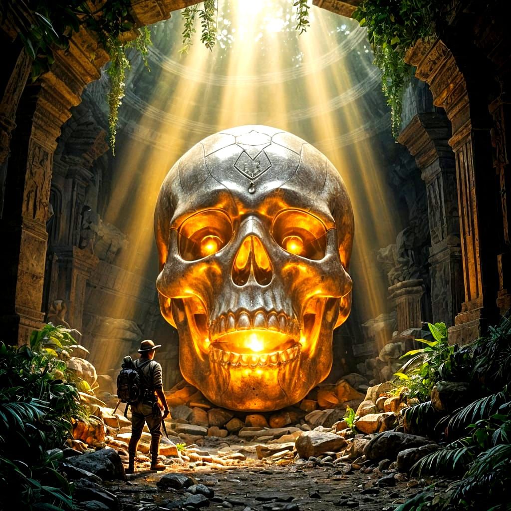 Explorer Discovers Crystal Skull in Jungle Temple