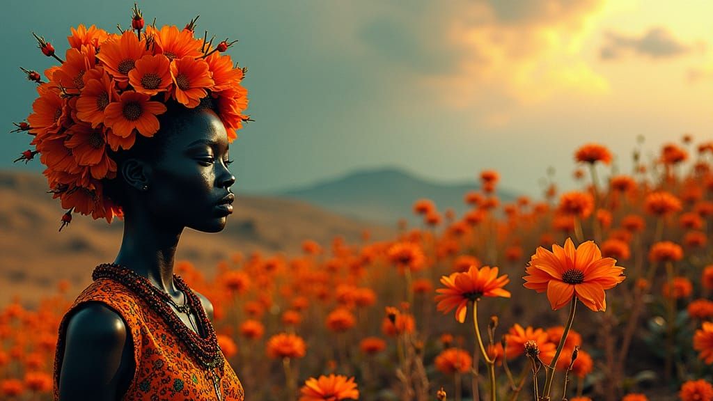 Surreal Orange Portrait in Moody Cinematic Style