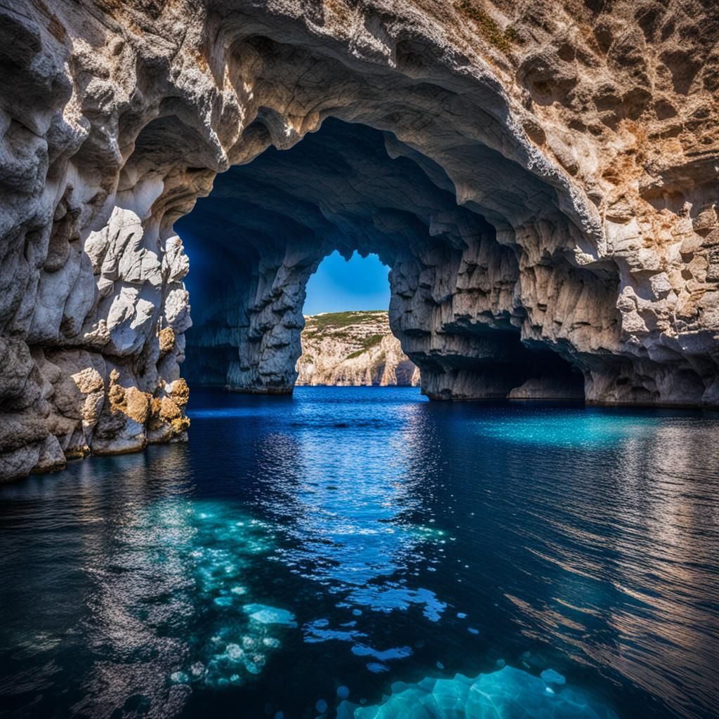 Arch of Blue Grotto in Malta,