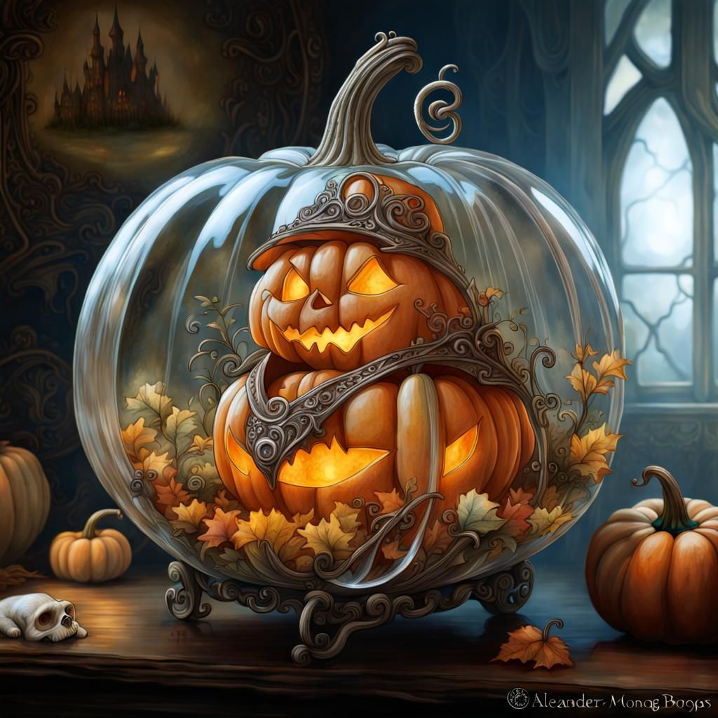 Jack-o'-Lantern Warrior in Glass Pumpkin