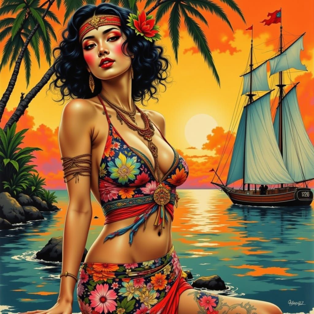 Sensuous Mystic Bouche Dorée in Polynesian Style