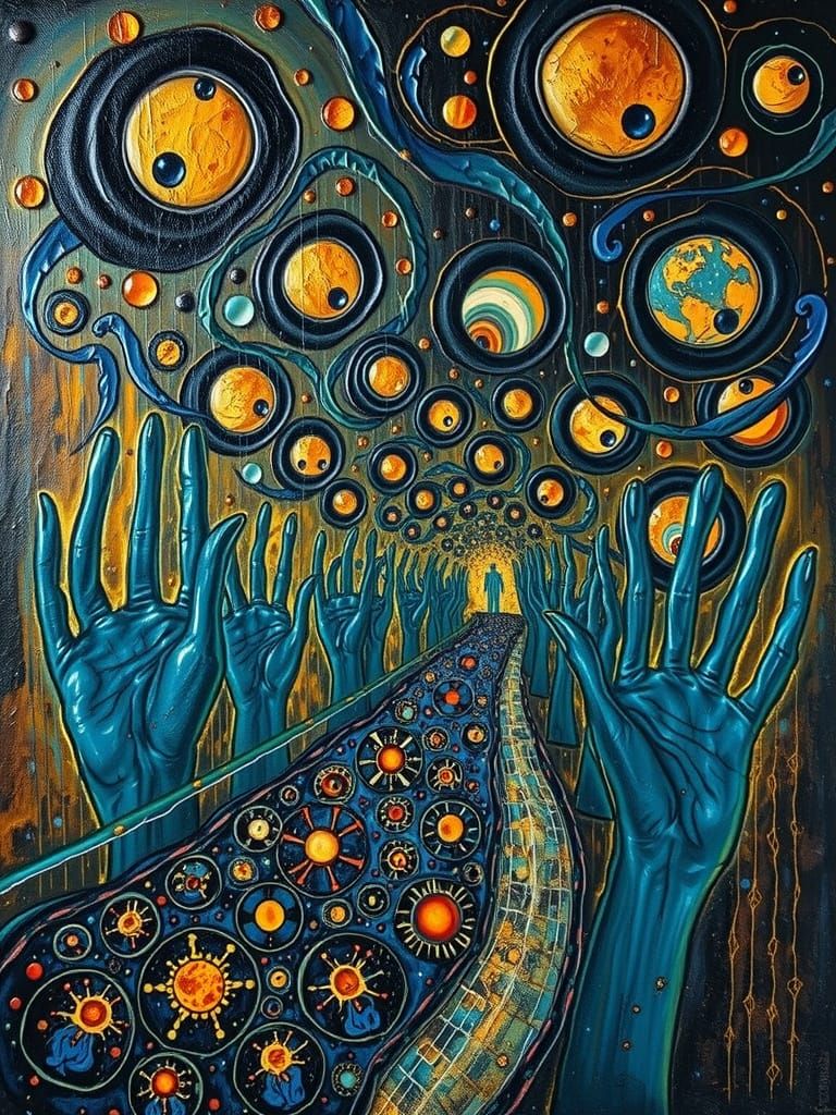 Psychedelic Interdimensional Oil Painting in Surreal Style