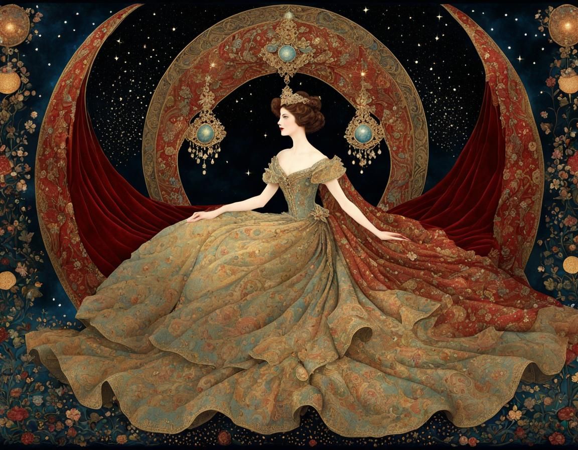 Stardust Gown in Dream, Edmund Dulac Style