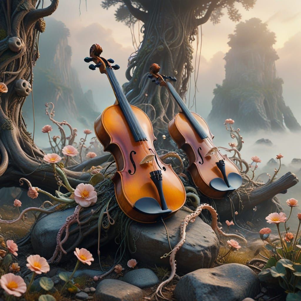 Ethereal Violin Tendrils Unleash Ancient Power in Surreal Da...