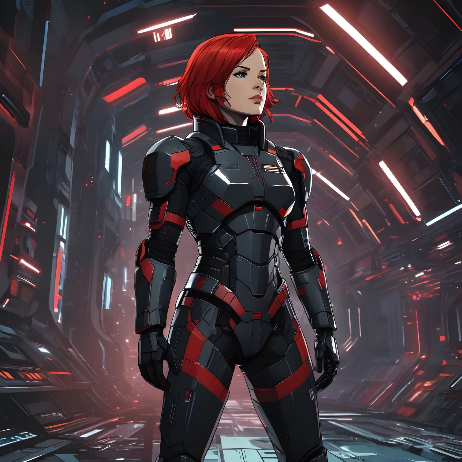 Commander Shepard in Retro Anime Sci-Fi Style