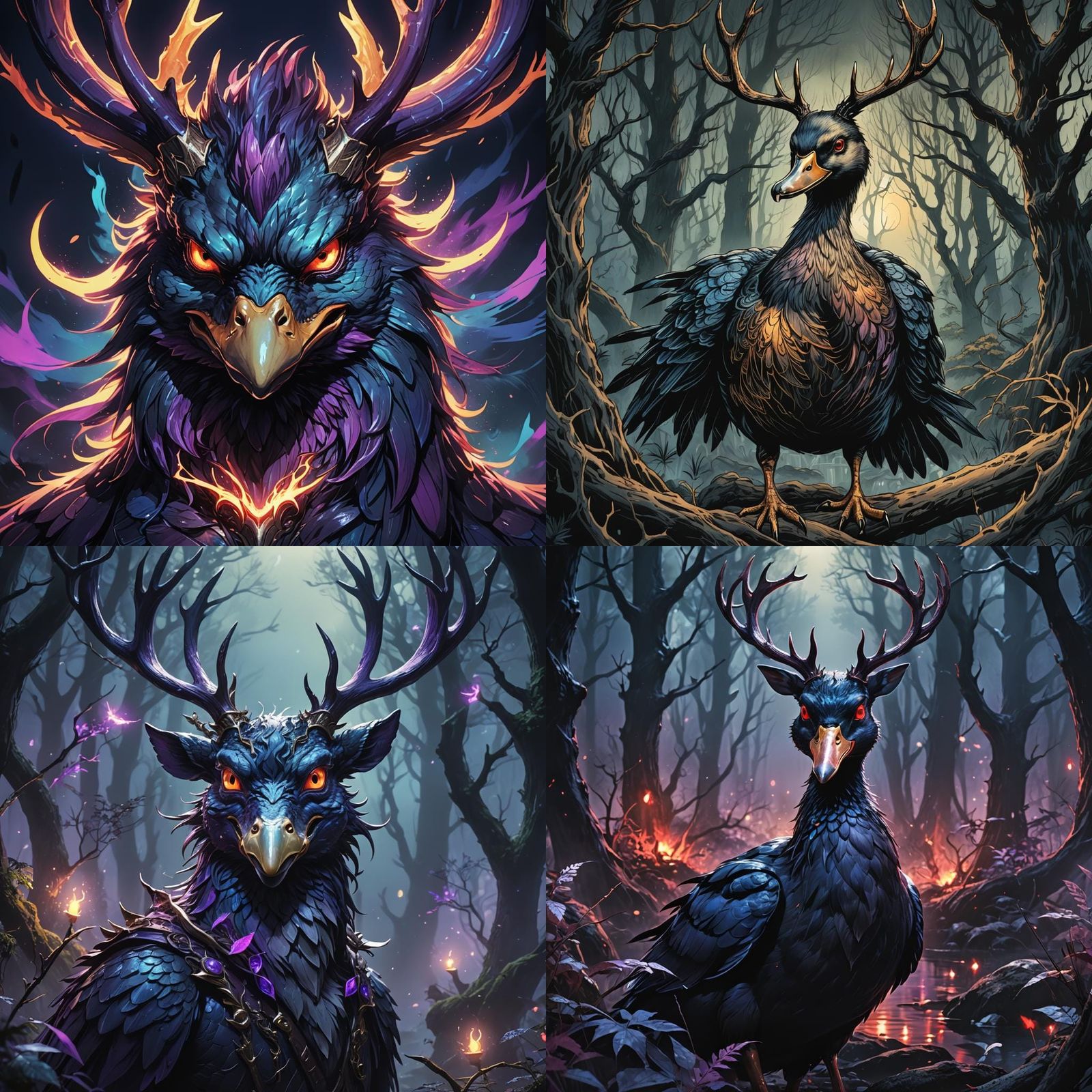 Duck Demon with Antlers in Anime Style