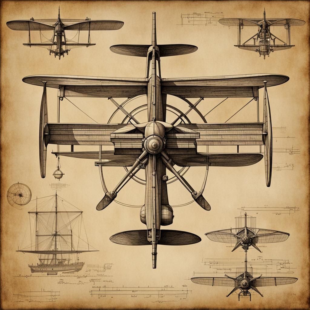 DaVinci Style Flying Machine Drawing