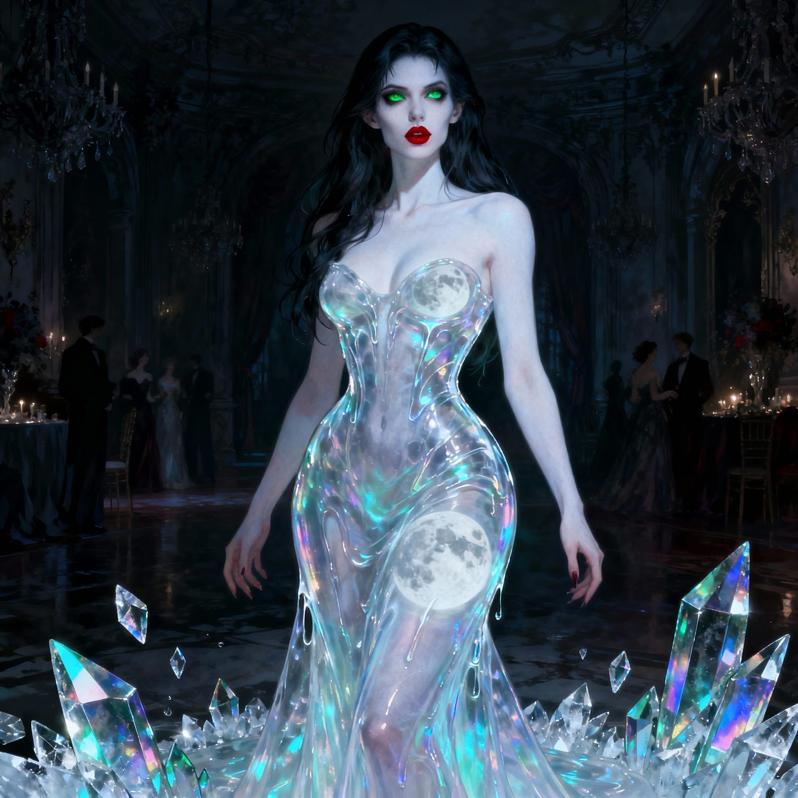 Vampire Queen in Shimmering Glass Gown