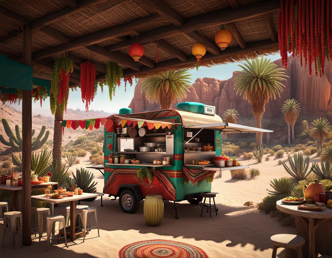Mexican Food Truck in Desert Oasis