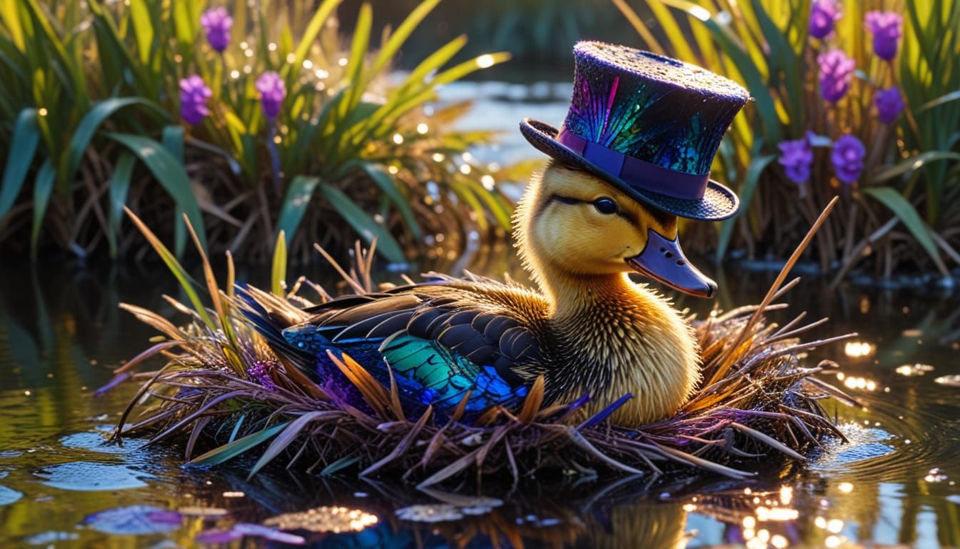 Dancing Duckling in Alcohol Ink Style