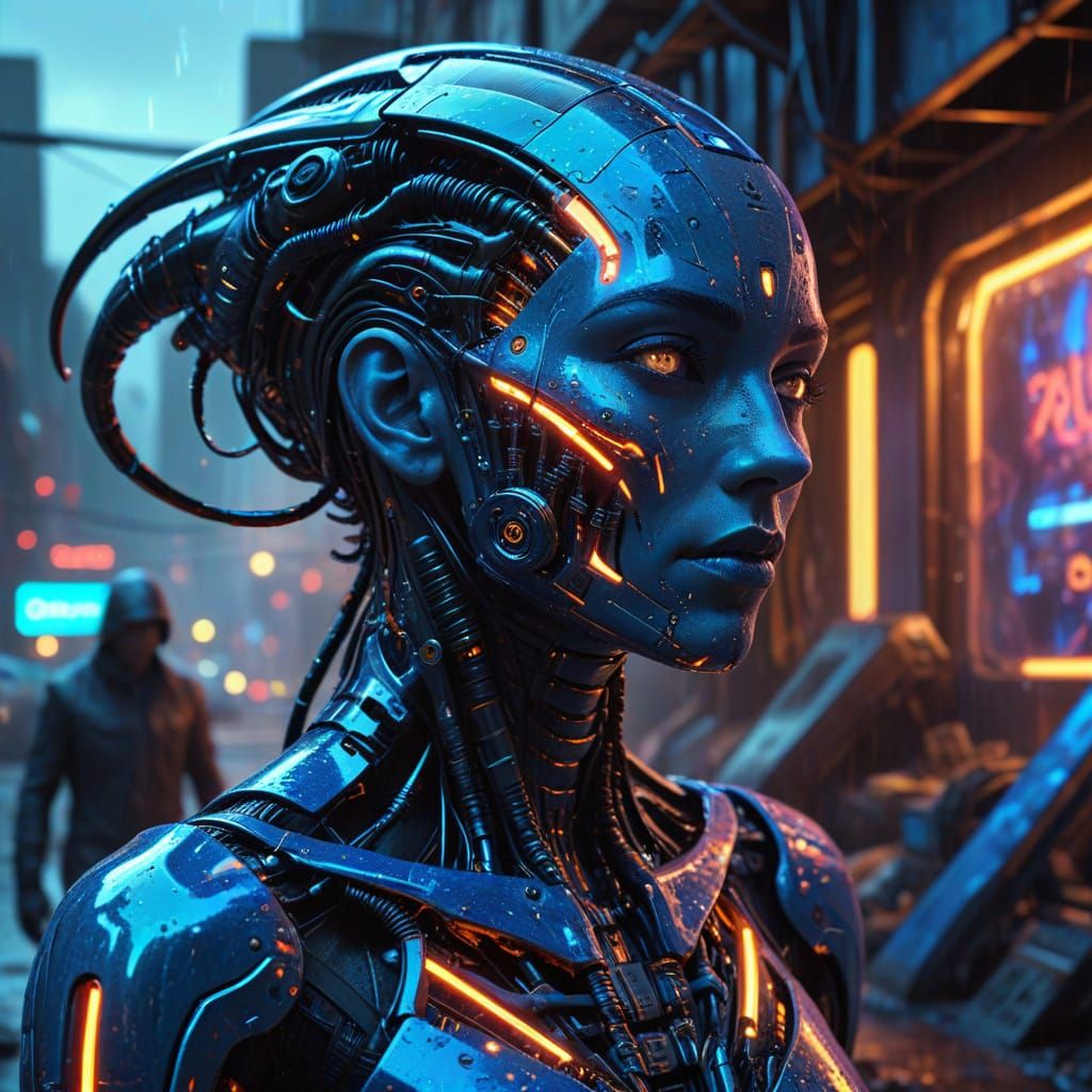 Mechanic Woman and Aliens in Surreal Sci-Fi City