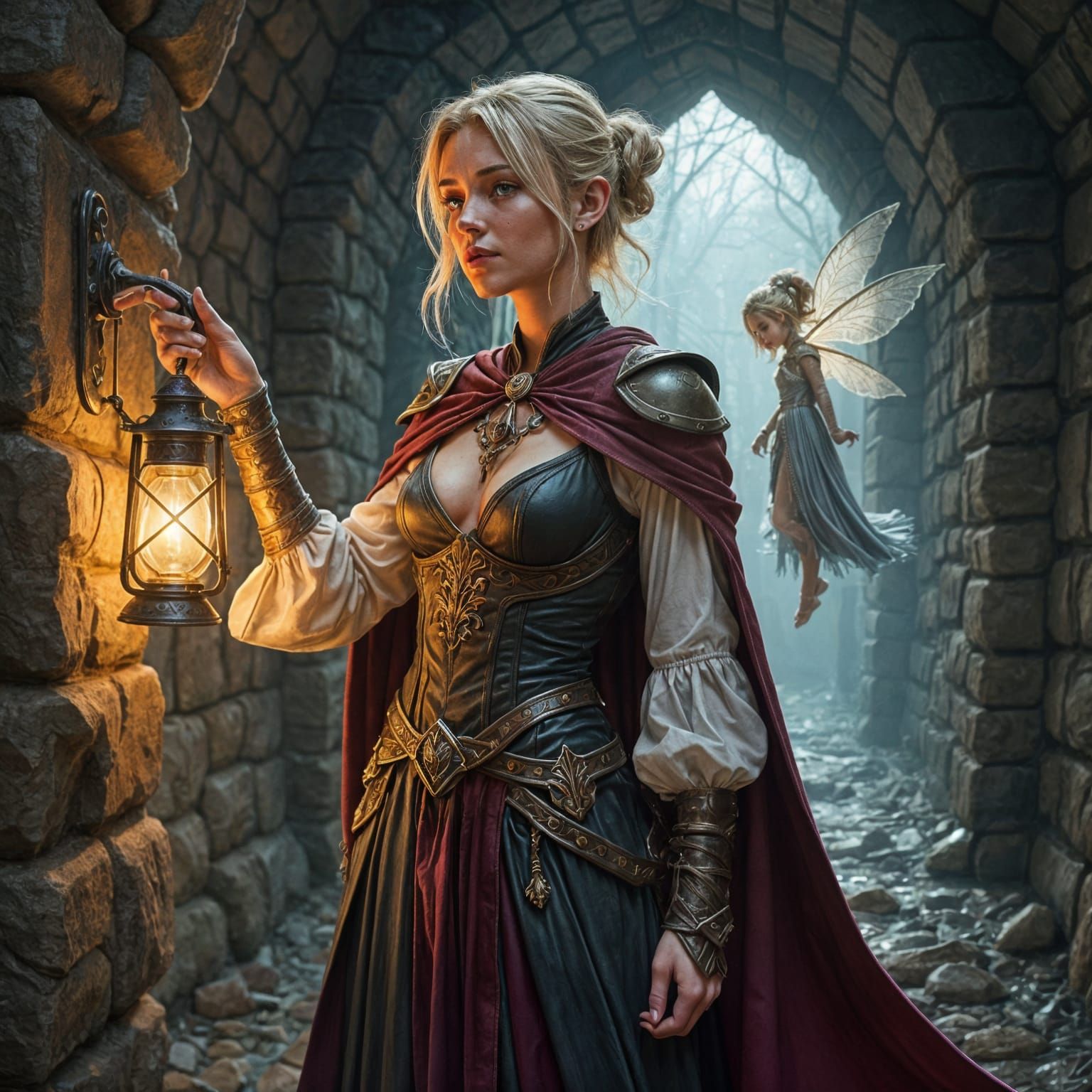 Half-Elf Rogue in Sewer, DnD-Style Illustration