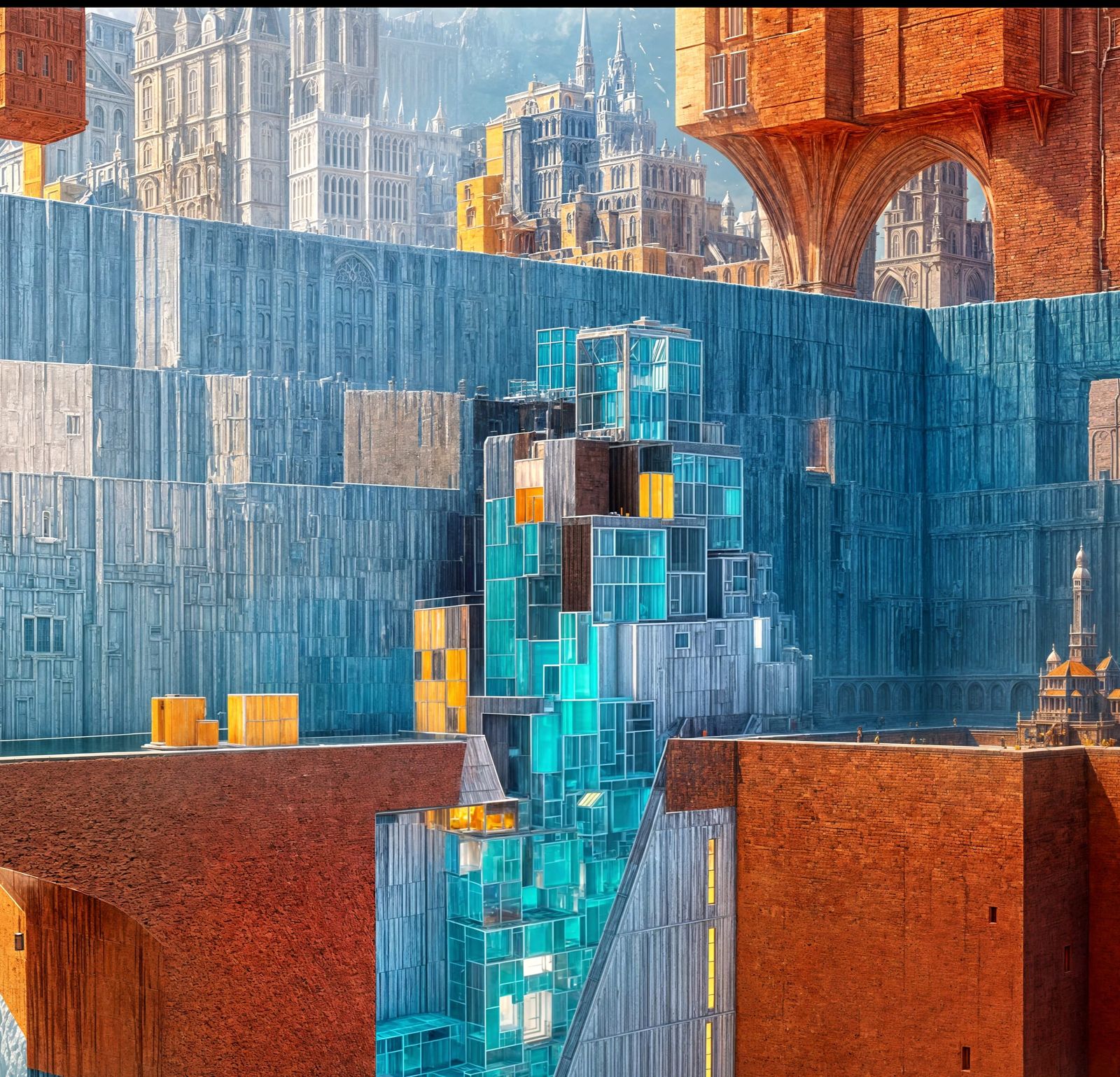 Piet Mondrian's Geometric Dreamscape: A Surreal Sandwich