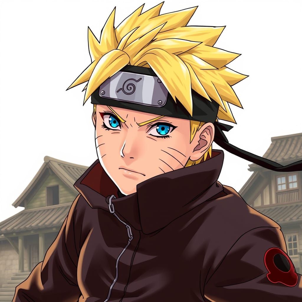 Naruto Uzumaki in Anime Portrait with Vibrant Colors and Dyn...