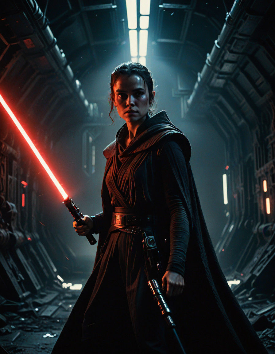 Rey Embodies the Dark Side of the Force in Starship Ambiance
