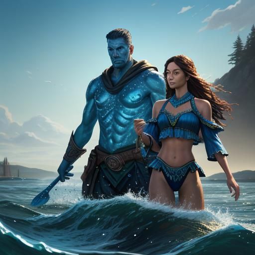 Hyperrealistic Water Family at Shoreline Splash Art