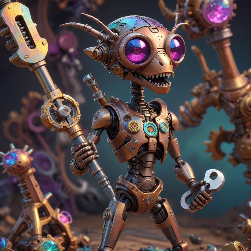 Steampunk Inventor Ant in Hyper-Maximalist Gear