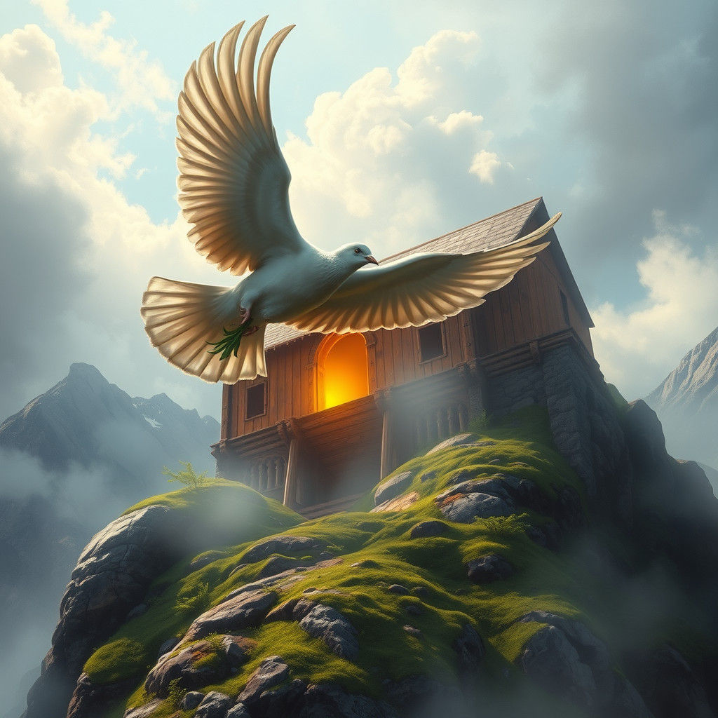 Dove Returning to Ark with Olive Branch