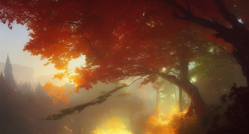 Colorful Oak Tree Fantasy Concept Art