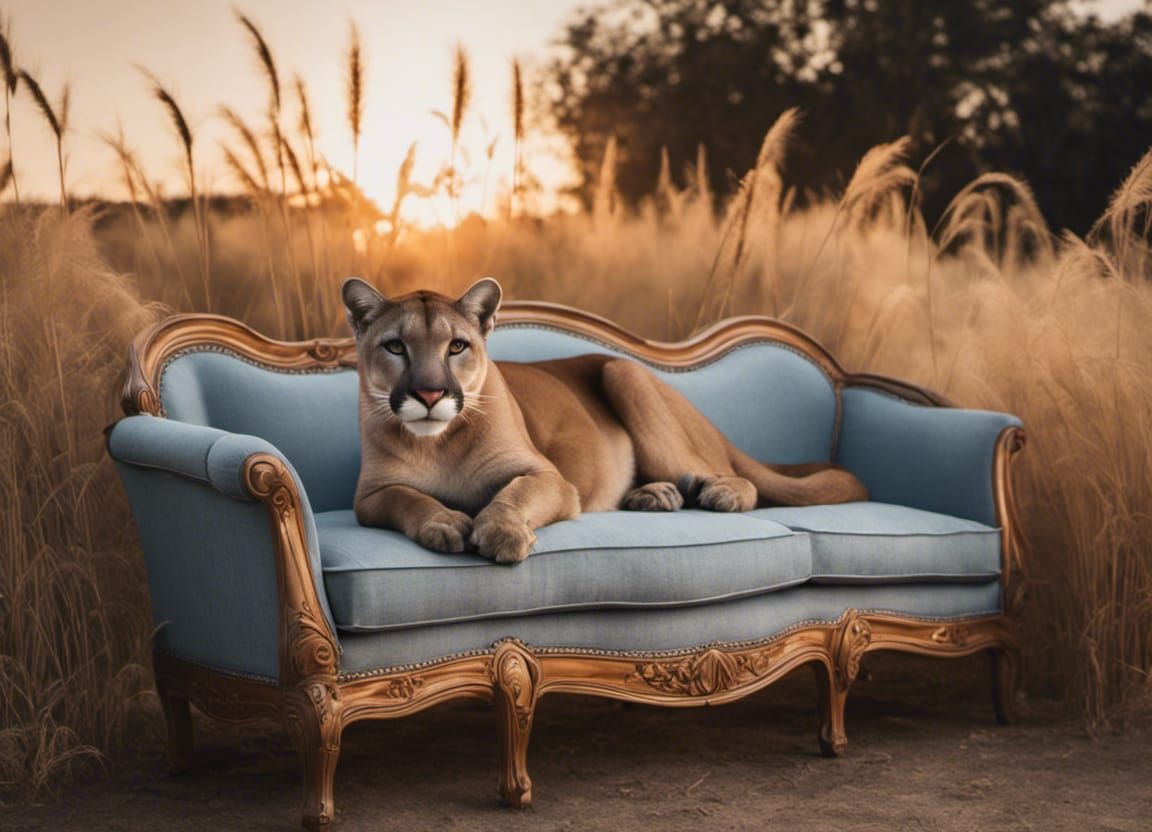 Cougar on a blue couch-Twilight
